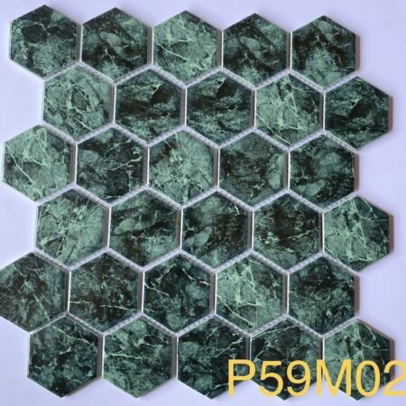 Gạch mosaic lục giác xanh rêu