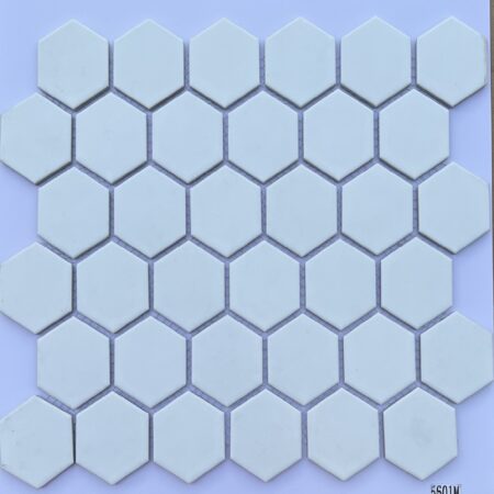 Gạch mosaic lục giác trắng mờ