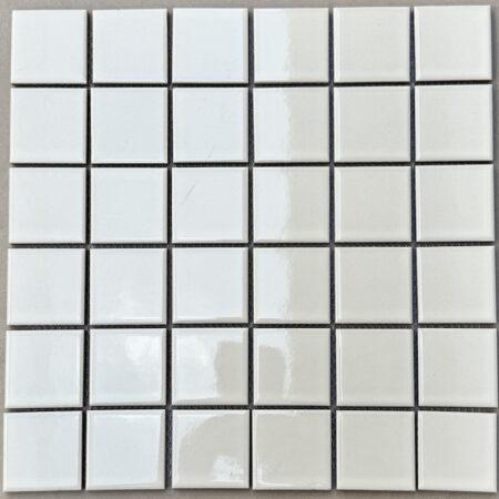 Gạch Mosaic Gốm Sứ Trơn Màu Trắng